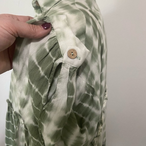 Shop Neighbor women's S button front tye dye peplum crop long sleeve EUC - Picture 4 of 8